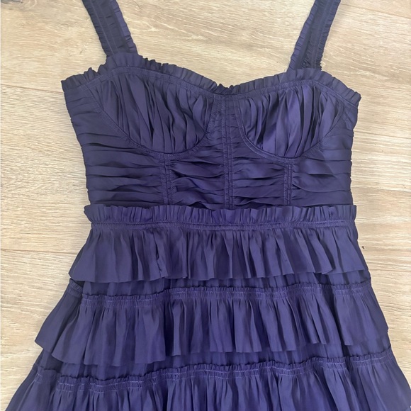 Ulla Johnson Camille tiered ruffle satin maxi dress eggplant purple - Picture 5 of 8